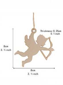 10pcs Wooden Cupid Pattern Hanging Decorations, Classic Heart-Shaped Wooden Ornaments For Wedding And Party Decor - Romantic Valentine'S Day Gift - Apricot - View 5