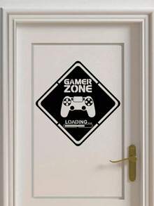 1-2pcs Black Gaming Decor Sticker Home Decor Gamer Area Door Sticker Gamer Wall Sticker,Waterproof Decal Stickers,PVC Stickers,Easy To Paste And Remove,For Home Decoration,Bathroom Decoration,Room Stuff,Living Room Decor,Game Rooms Decor,Lounge Decor,And Other Areas Decor - Black - View 3