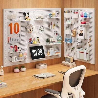 有孔ボード壁 棚 壁面収納 ウォールラック 収納ラックです 穴板＆パーツ組み合わせDIY たいかじゅう10KG 強粘着 固定 壁 取り付け デスク収納ラックです 玄関、寝室、書斎、オフィス、キッチンに適 部品Bセット（10件です）