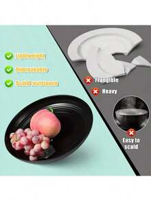 32pcs Dinnerware Sets For 8, Plastic Plates And Bowls, Includes Dinner Plate, Dessert Plate, Cereal Bowl, And Cup, Unbreakable Plastic Cutlery For Outdoor Camping, Black, Suitable For Home Kitchens And Outdoor Camping - 黑色 - 查看 6