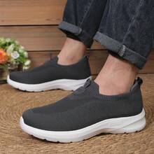 Nuevos Zapatos Deportivos Transpirables de Malla Elástica Suave, Zapatos de Caminar Casuales, Zapatos Deportivos Ligeros de Punto  Sin Cordones - YH81 - Blanco roto - Ver 8