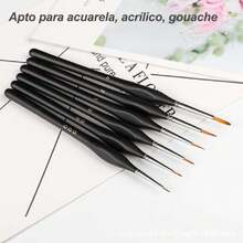 Juego de Brochas de 6 Piezas, Brochas de Punta Súper Fina para Pintura Acrílica, Brochas de Primera Calidad para Detalles Finos, Acuarela, Pintura al Oleo, Cara, Uñas, Modelado, Detalles y Más,36937878 - Multicolor - Ver 6