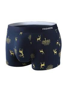 8条装男士奢华黑金印花平角内裤，透气舒适，弹性运动内裤，休闲耐穿日常穿着 - 彩色 - 查看 6