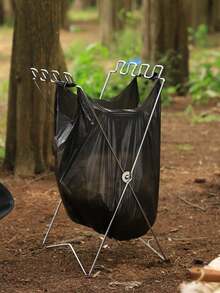 1 pieza Soporte plegable portátil para bolsas de basura al aire libre, adecuado para el hogar, la cocina, el picnic, la barbacoa, bolsas de plástico - Multicolor - Ver 8