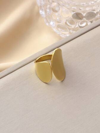 1 pezzo Anello in acciaio inossidabile asimmetrico regolabile, anello di moda personalizzato, braccialetto anello minimalista chic da donna, adatto per decorazione quotidiana, anello geometrico, anello bracciale largo, anello regolabile