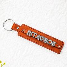 Custom Rhinestone Name Keychain, Personalized Leather Car Accessory, Letter Keychain, Backpack Charm - Multicolor - View 26