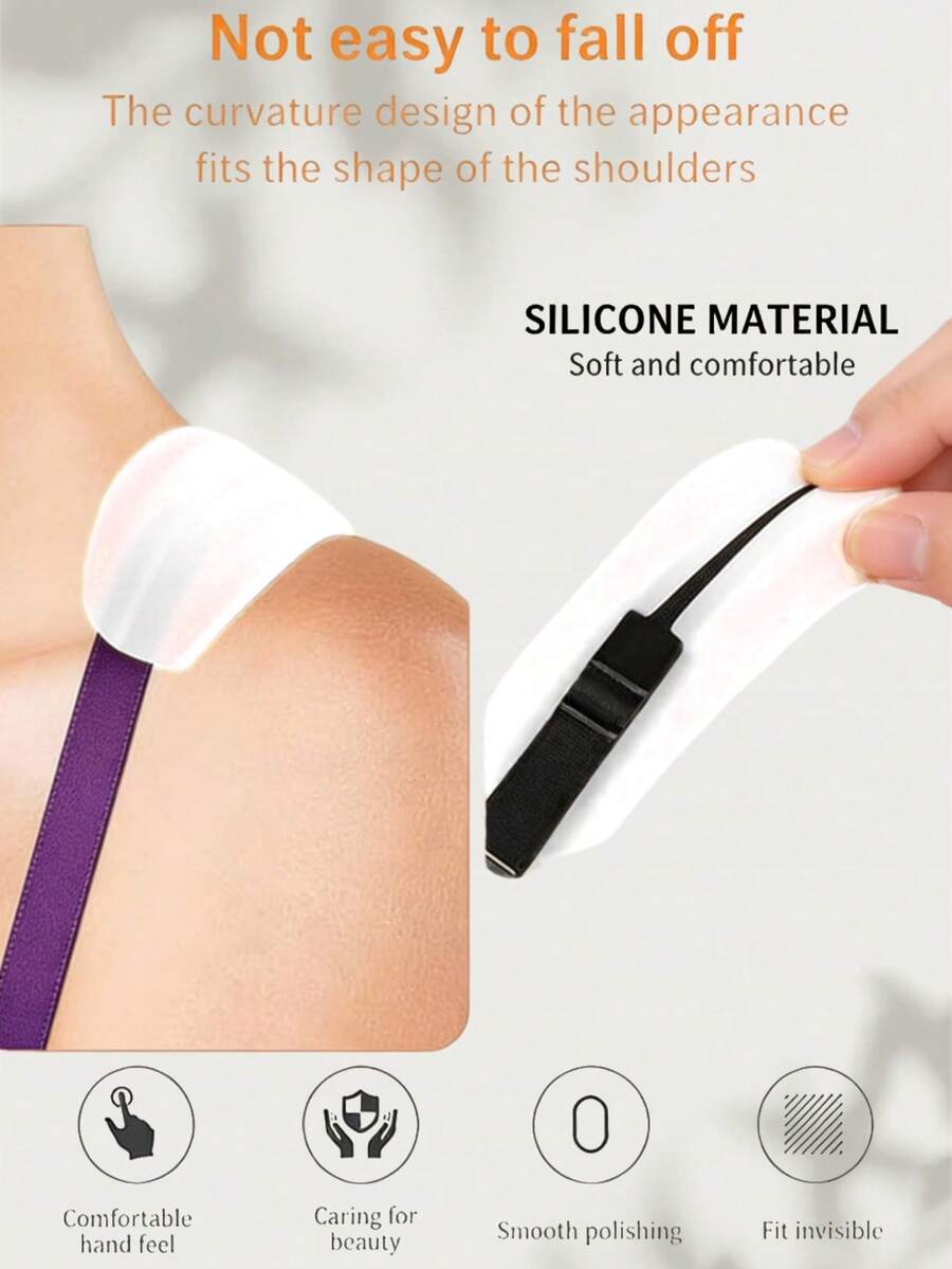 3 Pairs Bra Strap Clips, Silicone Non-Slip Shoulder Strap Holder, Invisible Strap Holder - White - View 1