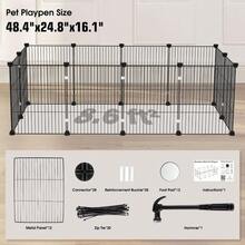 12 Panels Small Animal Playpen With Waterproof Mat - Durable Metal Wire Yard Fence For Guinea Pigs Kittens Puppies Hamsters And Hedgehogs - Indoor And Outdoor Pet Cage - 12片金屬絲網 - 查看 2