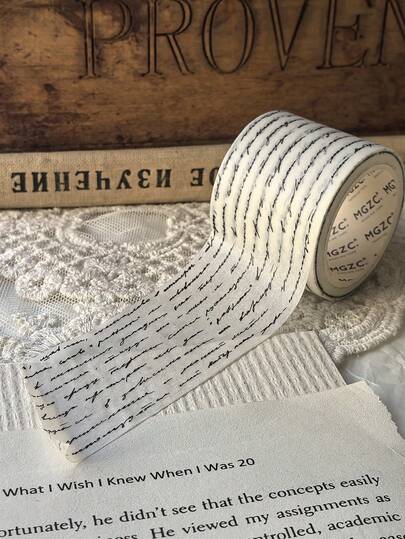 1pc Vintage English Letter Washi Tape Japanese Paper DIY Planner Masking Tape Adhesive Tapes Stickers Background Decorative Stationery Tapes 8Meters