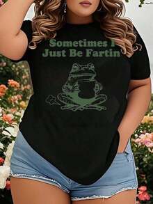 Sometimes I Just Be Fartin Frog Shirt Funny Humorous Tee For Women Men Casual Loose Fit Graphic T-Shirt With Frog Holding Cup And Fart Design Perfect For Everyday Wear And Gifts - 黑色 - 查看 1