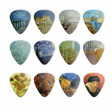 12pcs Guitar Picks Set - 0.46/0.71/0.96mm Thickness Options, 12 Unique Cartoon & Anime Themed Designs, Ukulele, Bass, Electric Guitar Picks, Gift For Music Lovers, Vibrant Designs - Black - View 1