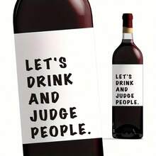 6pcs Funny Wine Bottle Labels, Wine Stickers, Let's Drink And People Watch, Girlfriend Gift, Amusing Wine Labels, Gift For Her, Fun Gift - White - View 1