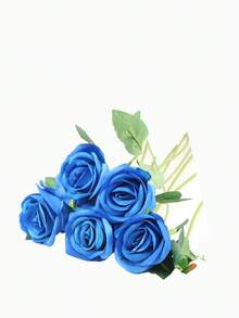 1/2/5/10PCS Artificial Rose Bouquet, Plastic Floral Silk Cloth Bouquet, Birthday Party Decoration, Wedding Flower Basket, Bride Holding Flowers, Home Decoration, Dining Room, Bedroom, Windowsill, Vase Decoration, Valentine's Day Gift, New Year Outdoor Garden, Start Of School Season - Royal Blue - View 15