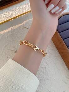 1pc Gold Square Bracelet Women's Quartz Watch Exquisite Compact And Fashionable Suitable For Daily Matching Birthday/Graduation Gifts Casual - Gold - View 5