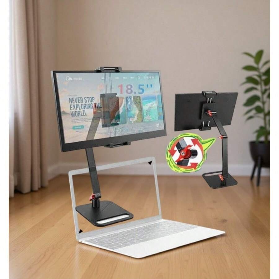 Adjustable Portable Monitor Stand Holder for 6-18.5 Inch ScreenUpgrade Version Desktop Expandable Display Base Universal Aluminum Portable Monitor Holder 12.9inch Tablet Stand - Negro - Ver 1