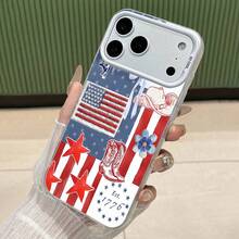 USA Patriotic Cowboy Boots Phone Case Compatible With Samsung Phone Cases,  17,  16 Pro Max,  15 Pro Max,  13, And  12. Made Of TPU Material, Providing Shock And Drop Protection, With A Delicate And Skin-Friendly Feel And An Elegant Appearance, Making It A Perfect Gift For Family, Friends, Loved Ones, Boyfriends/Girlfriends, And For Christmas And Thanksgiving - 白色 - 查看 3