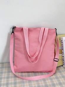帆布手提袋，适合学生，单肩包，斜挎帆布包，多功能大容量背包 - 西瓜粉 - 查看 8