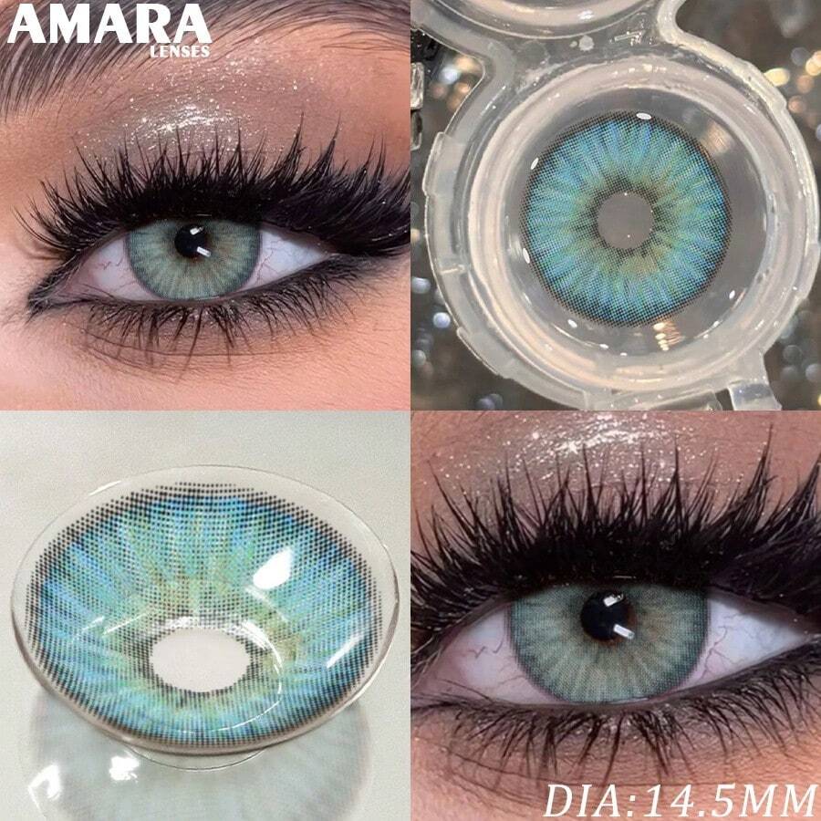 AMARA 藍色隱形眼鏡，自然外觀，藍色隱形眼鏡，灰色隱形眼鏡，棕色隱形眼鏡，聖誕派對隱形眼鏡