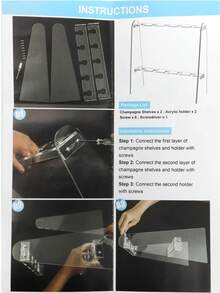 1个优雅亚克力香槟塔形酒杯架，简约现代透明香槟展示架，适用于派对、婚礼、圣诞节 - 透明 - 查看 6