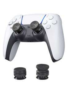 2pcs PlayStation4/5 DualSense Joystick Cap Set, Mid-Rise & High-Rise Silicone Non-Slip Caps, Replaceable Protective Caps For Precise Control, Compatible With Charging Dock, Esports Gaming Accessories, Black And Purple Snowflake/Matrix/Grid/Swirl Patterns, High-Performance Thumb Grips, Gamepad Accessories, Joystick Caps, Non-Slip Joystick Protective Covers, FPS Button Caps, Controller Thumb Grip Caps, Handle Joystick Button Caps, Anti-Slip And Scratch-Resistant, Multiple Styles And Colors, Best Gift For Birthday And Christmas