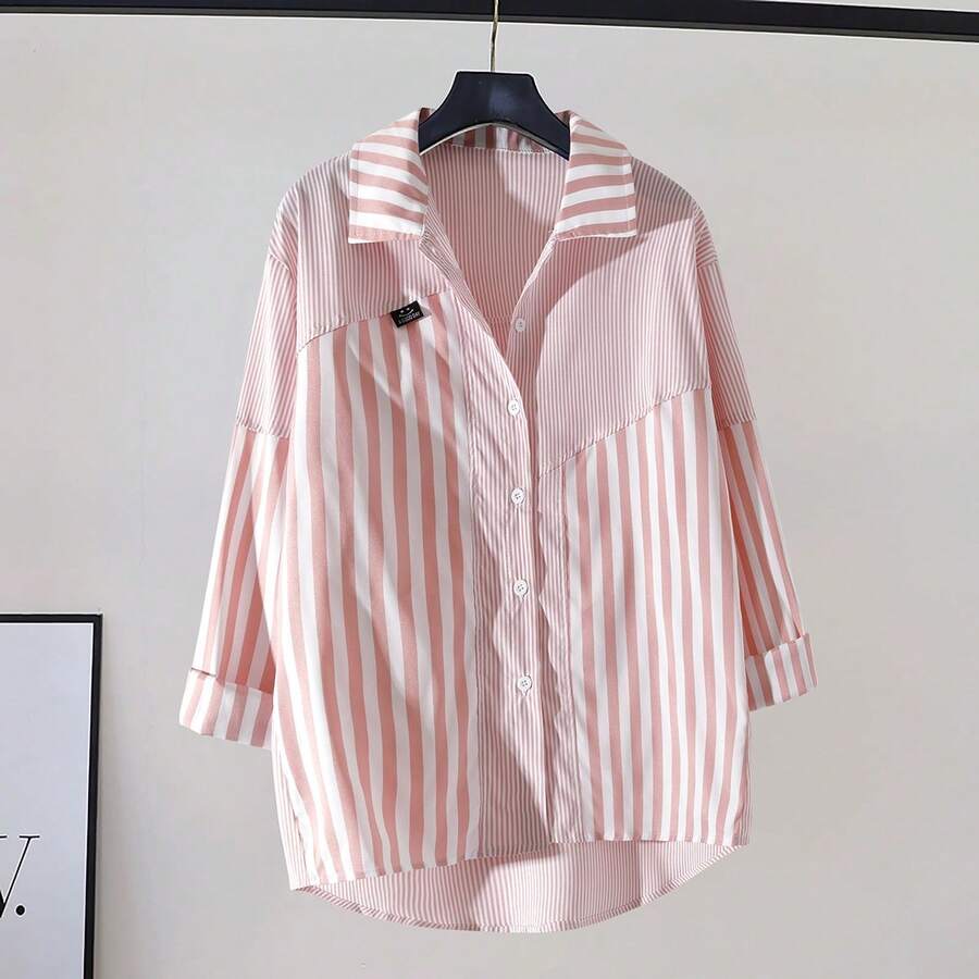 New Autumn Blue Long Sleeve Striped Shirt