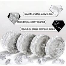 1 rollo de cinta de diamantes de imitación autoadhesiva con cristales de 2 mm para manualidades DIY, decoración de bodas, fiestas y decoración de autos y teléfonos (blanco, rosa, champán) - Blanco - Ver 5