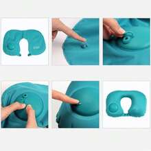 Inflatable U-Shaped Neck Pillow–Auto-Inflating, Portable Travel Pillow For Neck Support, Perfect For Flights And Outdoor Adventures ,Green,Travel Essential - 藍綠色 - 查看 4