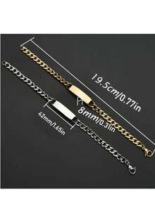 Customized NK Branded Bracelet, DIY Personalized Laser Engraved Eye Photo Bracelet, Unisex Cuban Link Chain Jewelry Gift, Suitable For Casual Wear Or Special Occasions - Style 8 - View 2