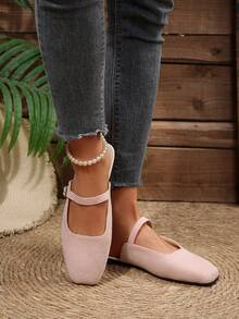 Women's Spring/Summer French Mary Jane Mule Slip-On Shoes, Fashionable Fairy Style Loafers - Pink - View 3