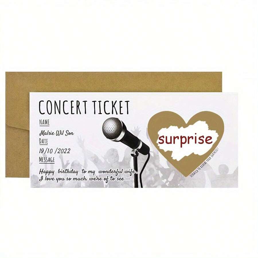 2/5张音乐会/音乐节刮刮卡 | 惊喜音乐门票 | 生日、婚礼和节日庆典的理想之选 | 纸质，英文 - 彩色 - 查看 1