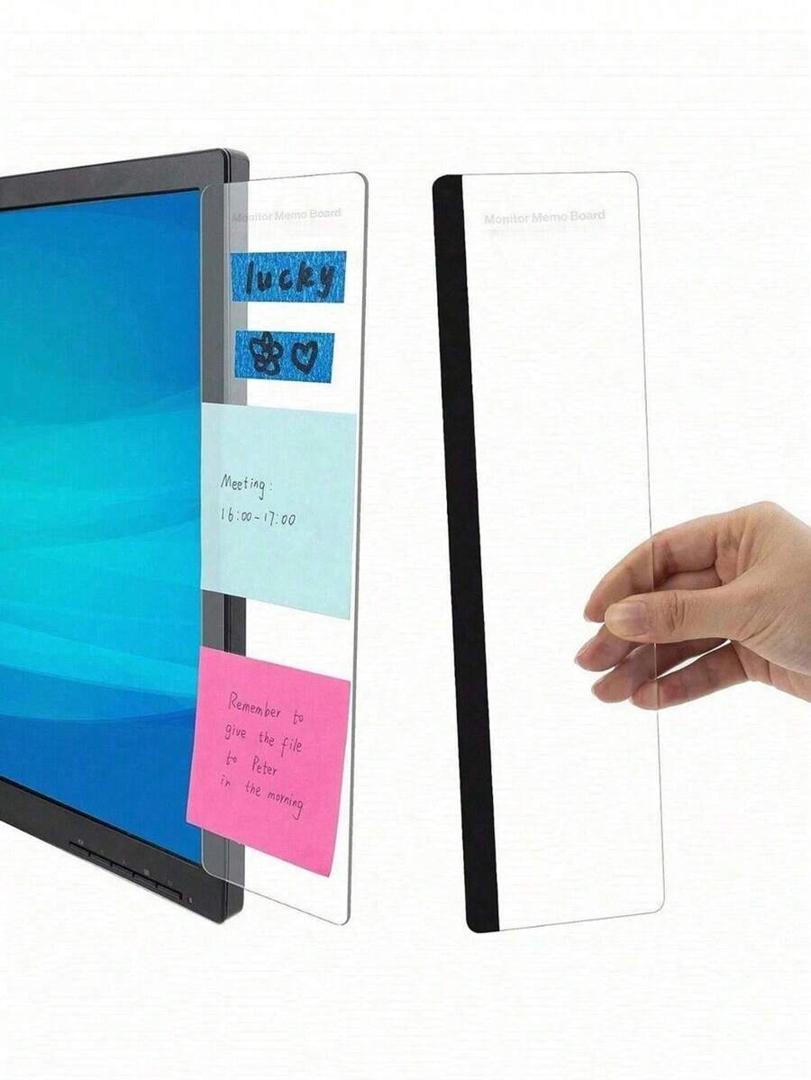1 pieza Accesorio de escritorio de oficina, Tablero de mensajes para monitor, Tablero de notas para computadora, Suministros de oficina unisex, Clip de notas para computadora, Decoración de oficina en el hogar, Tablero de mensajes de escritorio, Decoración de oficina, Decoración de vuelta a la escuela, Decoración del hogar, Adornos, Artículos en miniatura para el hogar - Multicolor - Ver 1