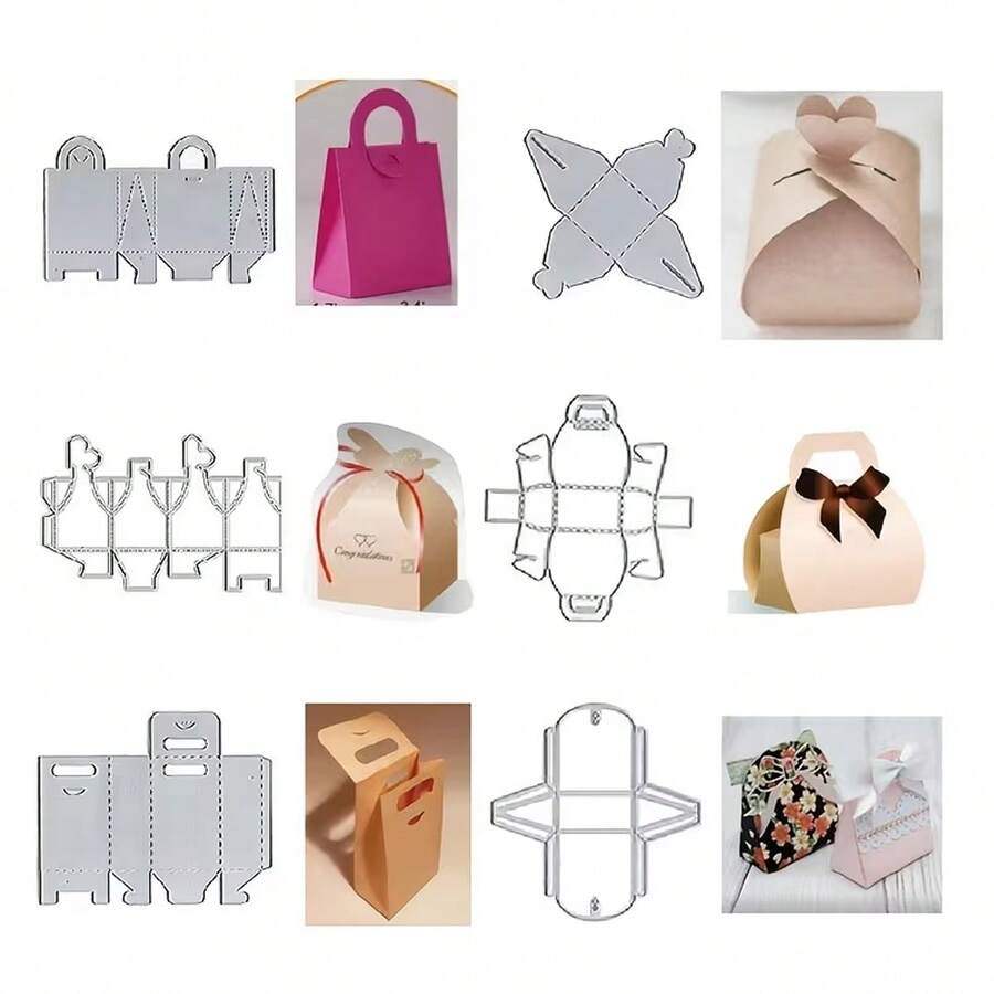 1 Set Metal Cutting Template Gift Box, Valentine's Day Cutting Patterns, Suitable For Greeting Cards Decoration, DIY Scrapbooking, Photo Album Cards - Silver - View 1