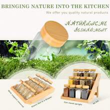 SAEIV Spice Rack Drawer With 2-In-1 Bamboo Spice Jars And Shelf (FCM®) – 12 X 120ml Square Spice Jars With Labels, Freestanding And Drawer-Compatible Spice Shakers – Spice Jar Set - 12 Spice Jars + Bamboo Rack - View 8