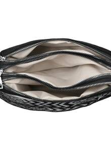 女士时尚纯色斜挎包，麂皮绒面料柔软材质中年背包，新款春秋季单肩包，大容量多隔层通勤邮差包 - 黑色 - 查看 10