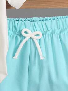 Bộ 2 món áo thun ngắn tay in chữ và quần short cho bé trai, thích hợp cho kỳ nghỉ, du lịch, thư giãn, tắm nắng, mùa hè. - Màu xanh lam - Xem 4