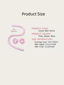 3 pièces Rouleaux bouclants sans chaleur, set de bandeaux, convient pour coiffure bouclée de nuit, comprend des pinces à cheveux et un serre-tête, convient pour les cheveux longs des femmes, outil de coiffure à rouleaux bouclants moelleux, bandeau en éponge douce, set de rouleaux bouclants pour dormir, accessoires roses, cadeau pour femmes et filles