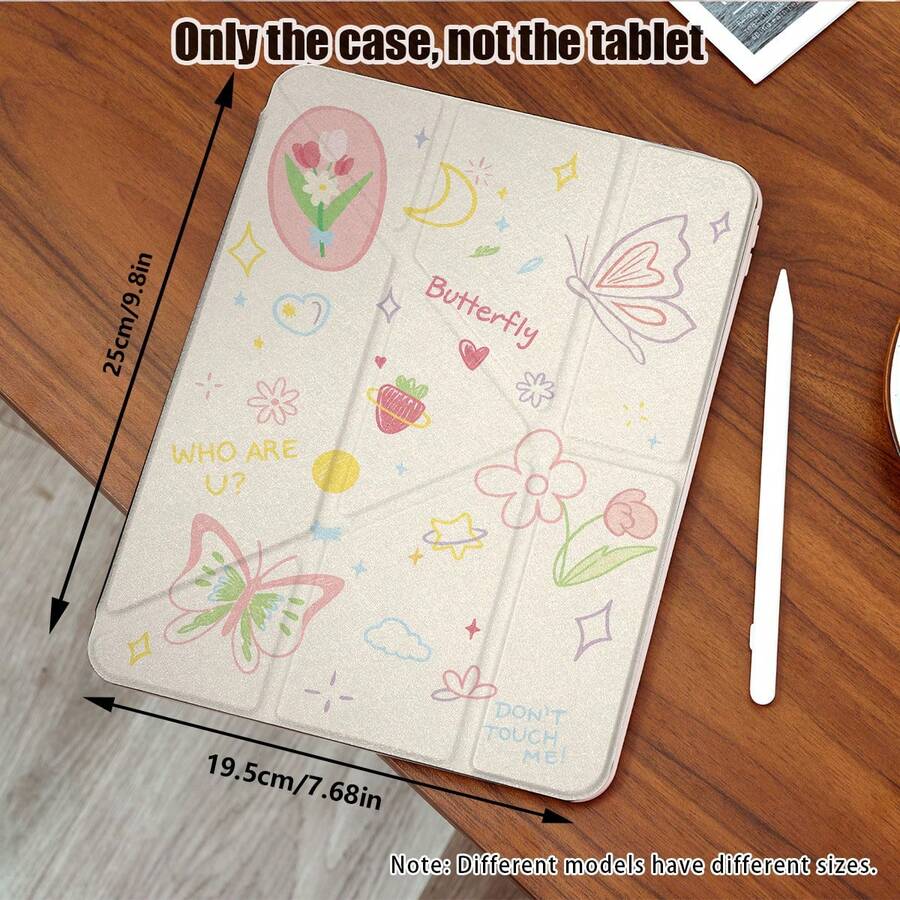 Butterfly Y-Shaped Foldable Stand, High-Definition UV Printing, 360° Rotatable IPad Protective Case, Compatible With Ipad 11 2025, IPad Air 11/13 2025 M3, IPad Air (M2) 11/13 Inch, IPad Air 4/5/6 10.9inch, IPad Pro 11 Inch, IPad Pro 12.9 Inch, IPad 10.2 Inch, IPad 9th/10th Generation, IPad 10.9/Air5/Air4 (10.9in), IPad Pro 2018 (11in), IPad Pro 20/21/22 (11in), IPad Air 2024 11in, IPad Air6/Air 7 11in 2025, IPad Mini6/Mini7 8.3in, IPad 2017/2018/Air1 And Other Models, Protective Cover Design, Support Multi-Angle Adjustment, Six-Way Stand Placement, Built-In Pen Slot, Transparent Back Cover, Anti-Drop Protection, Auto Wake/Sleep Function - Multicolor - View 1