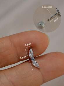 1 pieza Pendientes de botón chapados en oro de 18K, diseñados para oídos sensibles, pendientes de botón con corona de cobre, hoja y cruz de circonita, adecuados para cartílago de la oreja, hélix, trago, concha, lóbulo, daith, bajo contenido de alergia, 20G - Un par de pendientes de circonita redonda - Ver 28