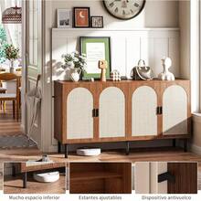 Muebles y accesorios para cocina y comedor.Alacenas para Cocina 1.2 MBufetera Mueble con 4 Puertas Credenza Bufetera con 4 Puertas de Ratán l para Cocina Comedor Sala de Estar. Color Nogal - ColorNogal - Ver 4