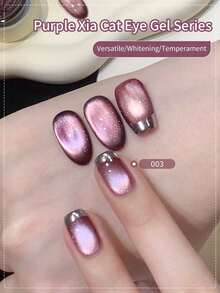 SHANGFEIYA 10毫升紫霞水晶紫色猫咪磁性凝胶指甲油，可卸式闪光紫色小灯泡猫眼凝胶指甲油DIY用品，1支/3支装 - 彩色 - 查看 10