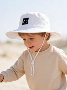 1顶婴儿遮阳帽，笑脸图案，男女通用，UPF 50+ 防晒 - 笑臉款 - 查看 3