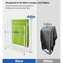 Extra Large Free Standing Towel Rack With Metal Storage Shelf 6 Hooks For Bathroom 3 Tiers Heavy Duty Blanket Drying Stand Holder For Outdoor Pool Bedroom Living Room White - 白色 - 查看 2