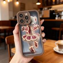 Cubierta de teléfono con diseño de oso bailarín en traje de ballet rosa y blanco para iPhone 13 Pro Max funda protectora estilo lindo para uso diario en cafeterías y salones,Aplicable a los teléfonos de la serie Apple y Galaxy - Café integral - Ver 7