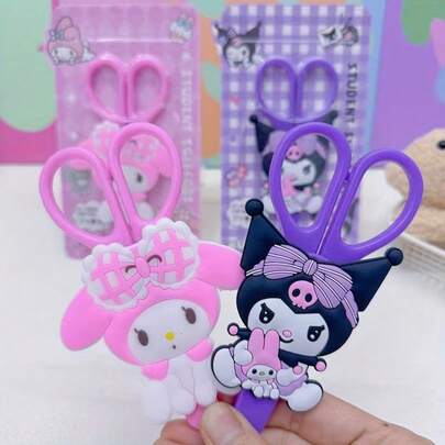  Sanrio 3D-sax, HelloKitty Kulomi konstpappersskärande tredimensionell sax, bärbar säkerhetssax, lämplig för hantverk, kontor, sömnad och konstmaterial