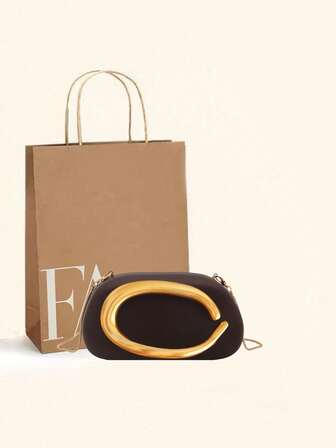 Snygg och enkel dekorativ clutchväska med metallspänne, middagsväska, europeisk och amerikansk retro middagsväska, metallkedja, boxväska, lämplig för fester