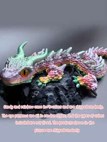 1件2026新款3D打印夜光水晶龙，带翅膀，逼真可动关节，渐变桌面摆件，男孩玩具，精致生日礼物，节日派对礼品；1件3D打印迷人甲龙雕像，黑红配色，PLA材质，无需电池，夜光系列需阳光或紫外线灯照射才能发出彩虹般的光芒，适合汽车装饰、家居及办公室装饰、客厅装饰。 - 彩色 - 查看 15