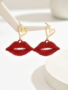 1 Pair Valentine's Day Lip & Heart Design Casual Versatile Party Earrings For Women - Multicolor - View 1