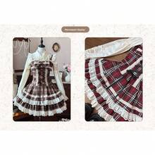 Heartbeat Praise *JSK] Zhijinyuan Lolita Original Autumn Two-Dimensional Lei Dress Lolita Dress - 咖色格JSK - 查看 9