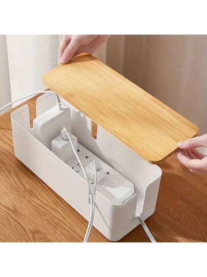1pc Desktop Power Strip Storage Box Charger Power Outlet Cable Organizer For Living Room Desk, Hidden Cable Management, Durable ABS Material, Compact Home Office Stand, Space Saving Charging Station, Multi-Socket Outlet Organizer, Ideal Dorm Room Or Study Corner, Universal Compatibility With Phone Tablet Laptop, Smooth Sliding Lid, Anti-Slip Base, Clean Aesthetic, Tidy Desk Setup, Modern Minimalist Accessory, Perfect Gift For Organized Living, Versatile Desktop Organizer For Home Office, Bedroom, And Living Area, Cable Management Solution For Messy Cittings, Sleek Functional Design For Chic Interiors