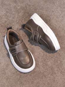 1双男女通用简约设计平底软底防滑休闲运动鞋，时尚百搭儿童步行鞋，适合所有季节 - 棕色 - 查看 8